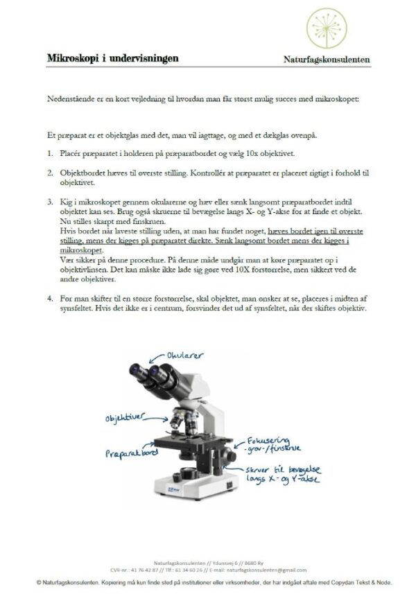 Vejledning til at bruge mikroskop i undervisningen